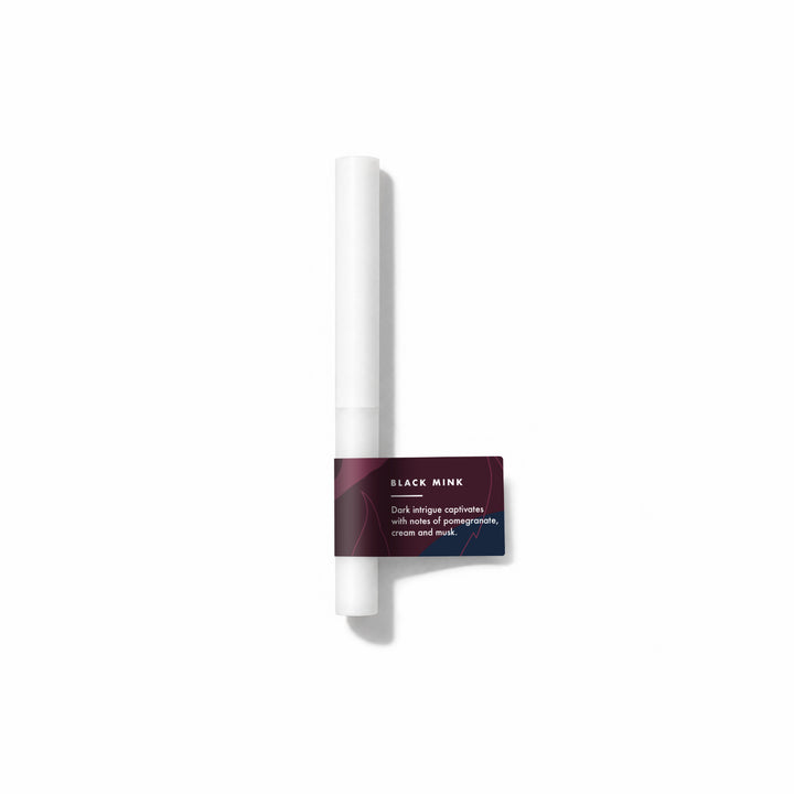 Black Mink Fragrance Sample Stick - Dark intrigue captivates with notes of pomegranate, cream and musk.