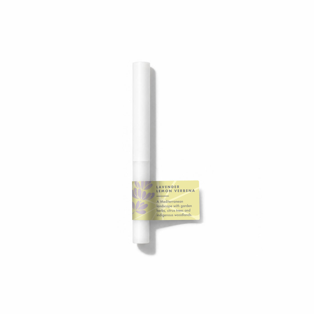 Lavender Lemon Verbena Fragrance Sample Stick - A Mediterranean landscape with garden herbs, citrus trees and indigenous woodlands.
