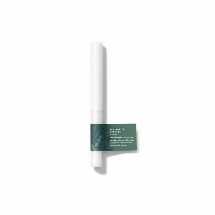 Sea Salt And Cypress Fragrance Sample Stick - Iconic honeyed cypress trees perfectly balance white sage, sea salt air, solar musk and sun warmed woods.