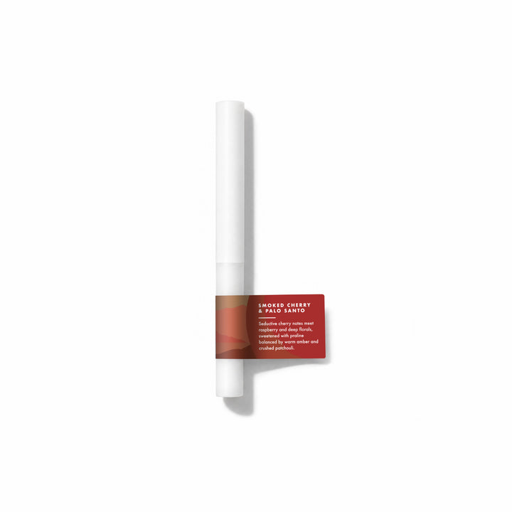 Smoked Cherry &amp; Palo Santo Fragrance Sample Stick - Seductive cherry notes meet raspberry and deep florals, sweetened with praline, balanced by warm amber and crushed patchouli.
