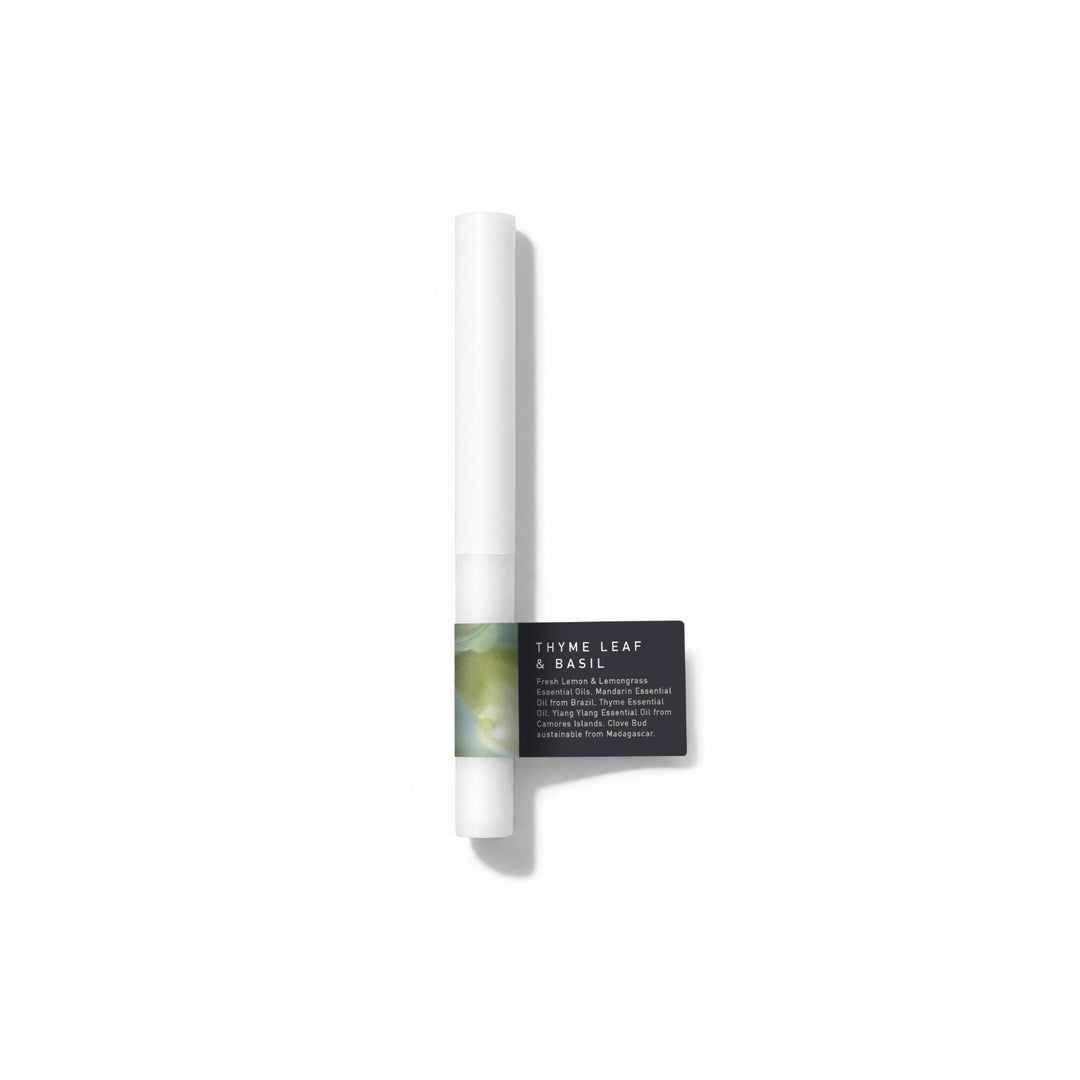 Thyme Leaf And Basil Fragrance Sample Stick - Fresh Lemon &amp; Lemongrass Essential Oils, Mandarin Essential Oil from Brazil, Thyme Essential Oil, Ylang Ylang Essential Oil from Camores Islands, Clove Bud sustainable from Madagascar.