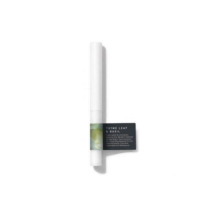 Thyme Leaf And Basil Fragrance Sample Stick - Fresh Lemon &amp; Lemongrass Essential Oils, Mandarin Essential Oil from Brazil, Thyme Essential Oil, Ylang Ylang Essential Oil from Camores Islands, Clove Bud sustainable from Madagascar.
